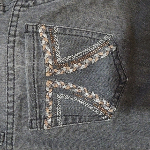 Seven7 Grey Wash Skinny Jeans with Embroidered Pockets Sz 2 - Picture 9 of 10